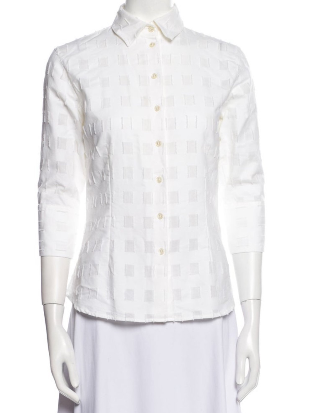 Anne Fontaine Ivory Textured Button-Down Blouse
